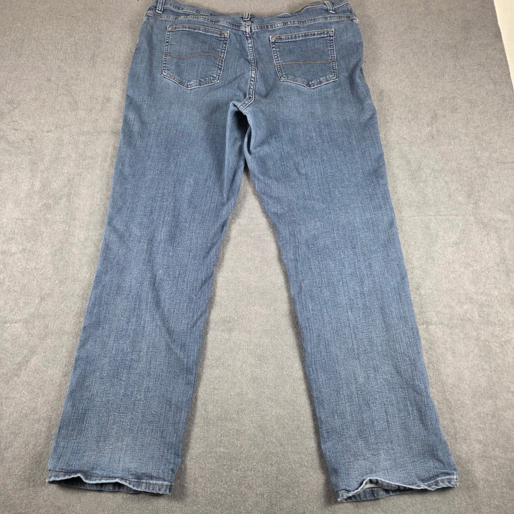 Lee Relaxed Fit Straight Leg Jeans Womens 16 Long Blue Good Stretch Denim - Picture 2 of 14